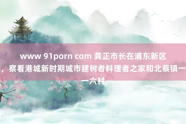 www 91porn com 龚正市长在浦东新区下访，察看港城新时期城市建树者料理者之家和北蔡镇一六村