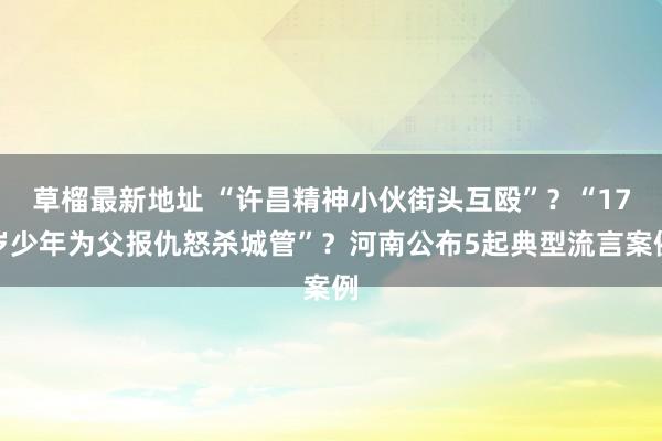 草榴最新地址 “许昌精神小伙街头互殴”？“17岁少年为父报仇怒杀城管”？河南公布5起典型流言案例