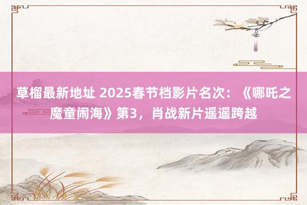 草榴最新地址 2025春节档影片名次：《哪吒之魔童闹海》第3，肖战新片遥遥跨越