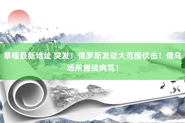 草榴最新地址 突发！俄罗斯发动大范围伏击！俄乌场所握续病笃！