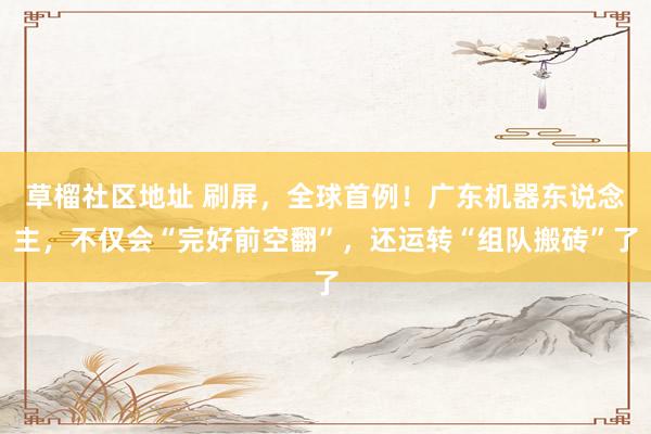 草榴社区地址 刷屏，全球首例！广东机器东说念主，不仅会“完好前空翻”，还运转“组队搬砖”了